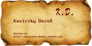 Keviczky Dezső névjegykártya