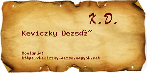 Keviczky Dezső névjegykártya